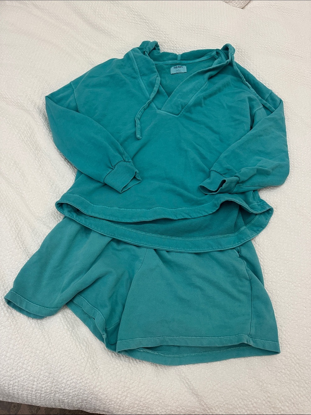 Old Navy Teal Pullover Hoodie and Shorts Set
